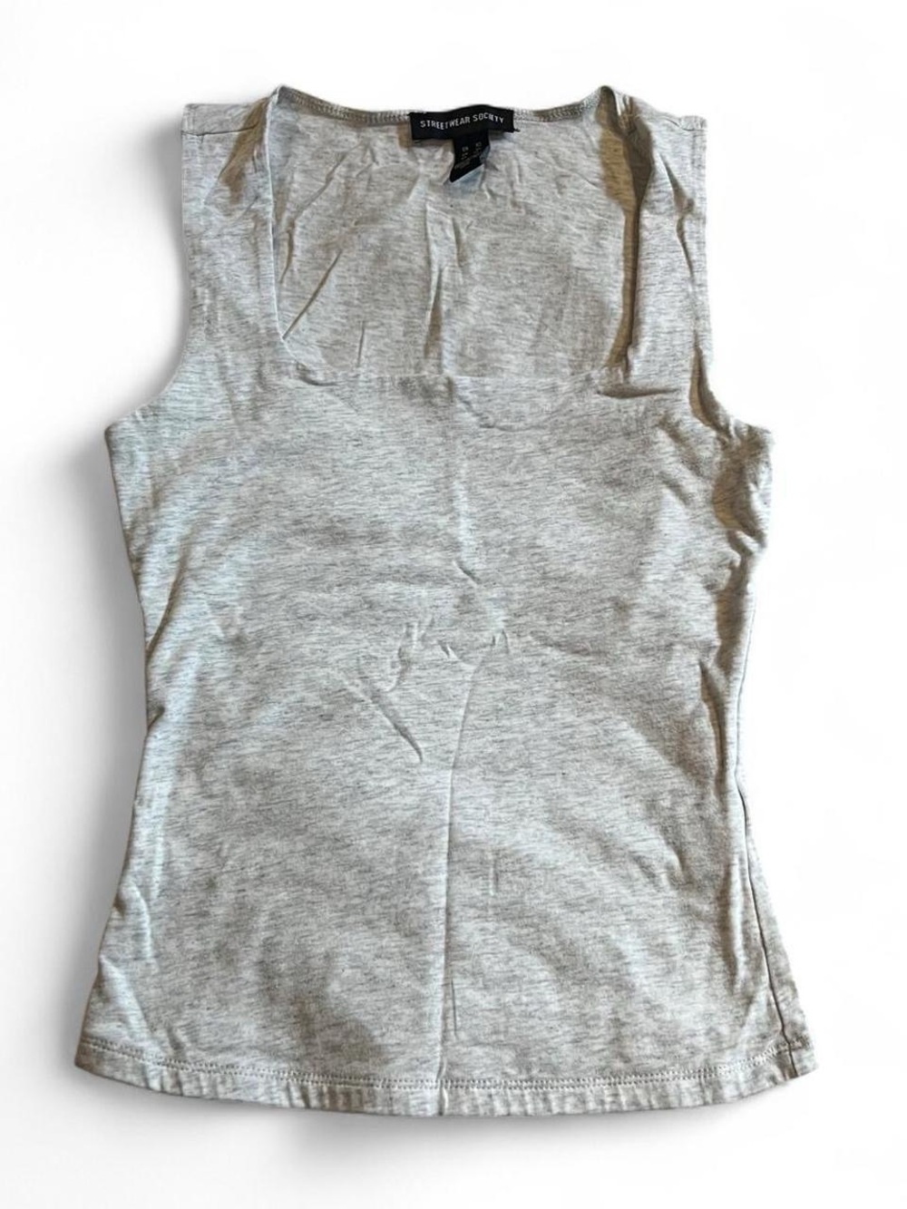 Grey square neck cotton top